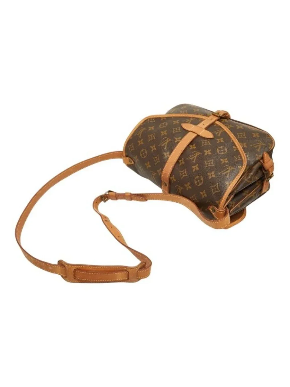 Louis Vuitton Monogram Saumur 30 Crossbody Shoulder Bag Brown Leather